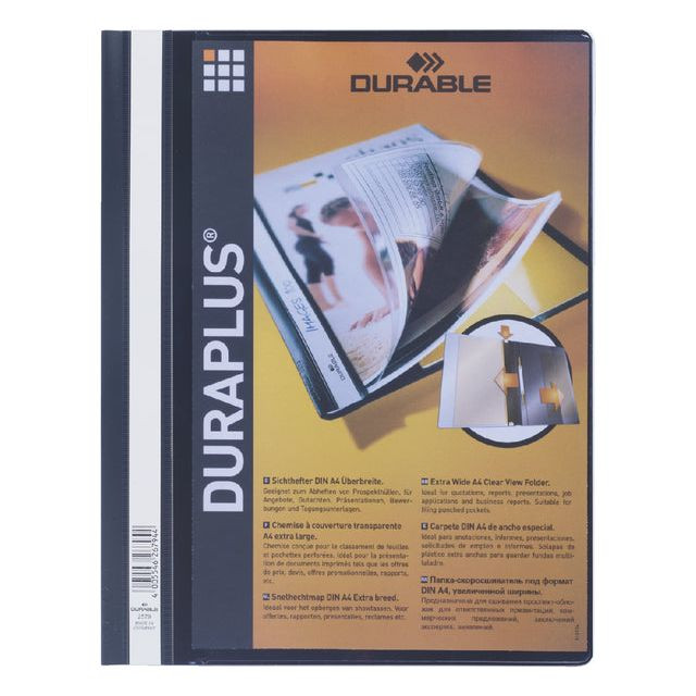 Snelhechtmap Durable Duraplus A4 zwart | 25 stuks