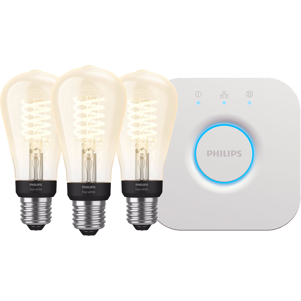 Philips Hue Filament White Edison 3-Pack + Bridge