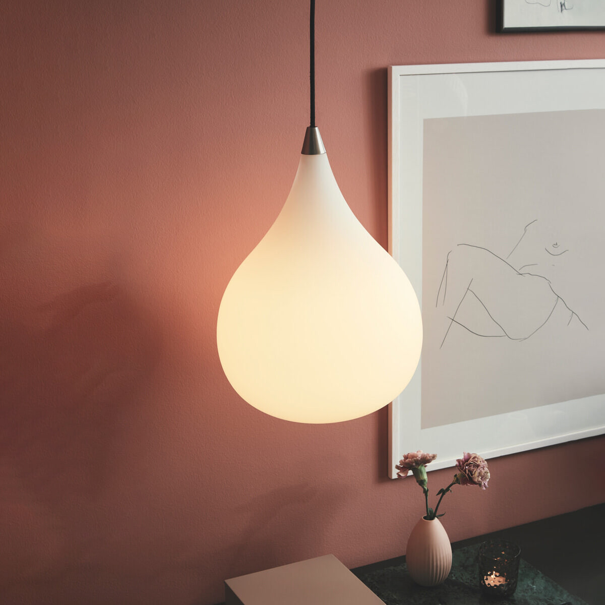 Halo Design Hanglamp 'DROPS' Ø38cm, kleur opaal