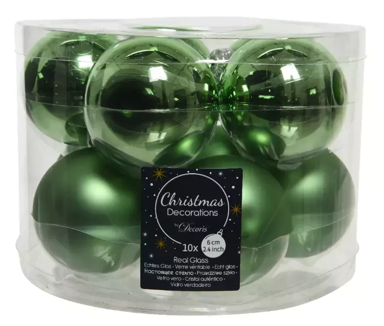 Decoris kerstballen glas 10st groen 6cm