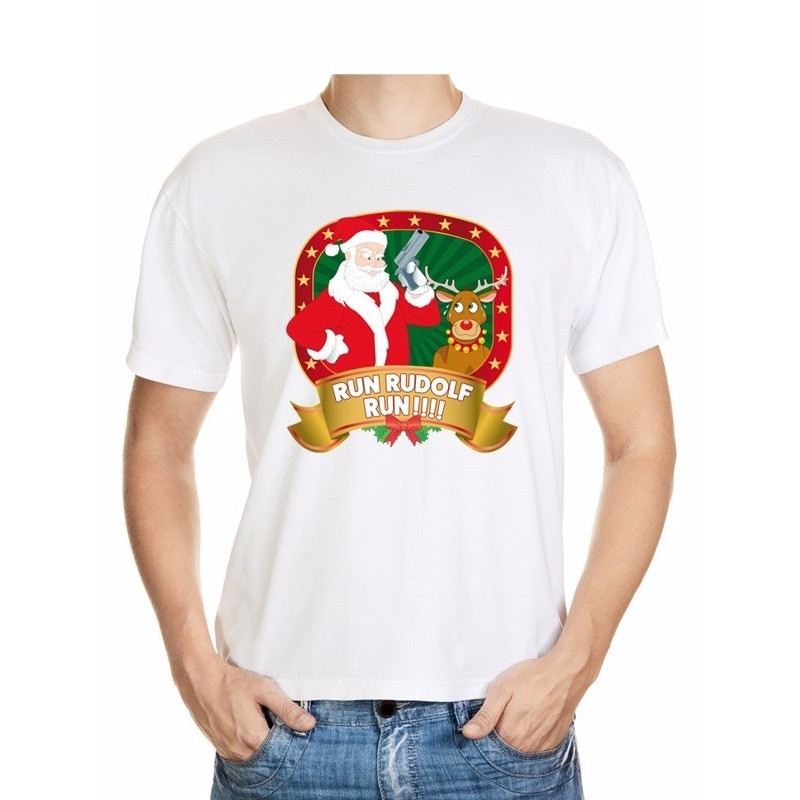 Foute Kerst t-shirt Run Rudolf voor heren