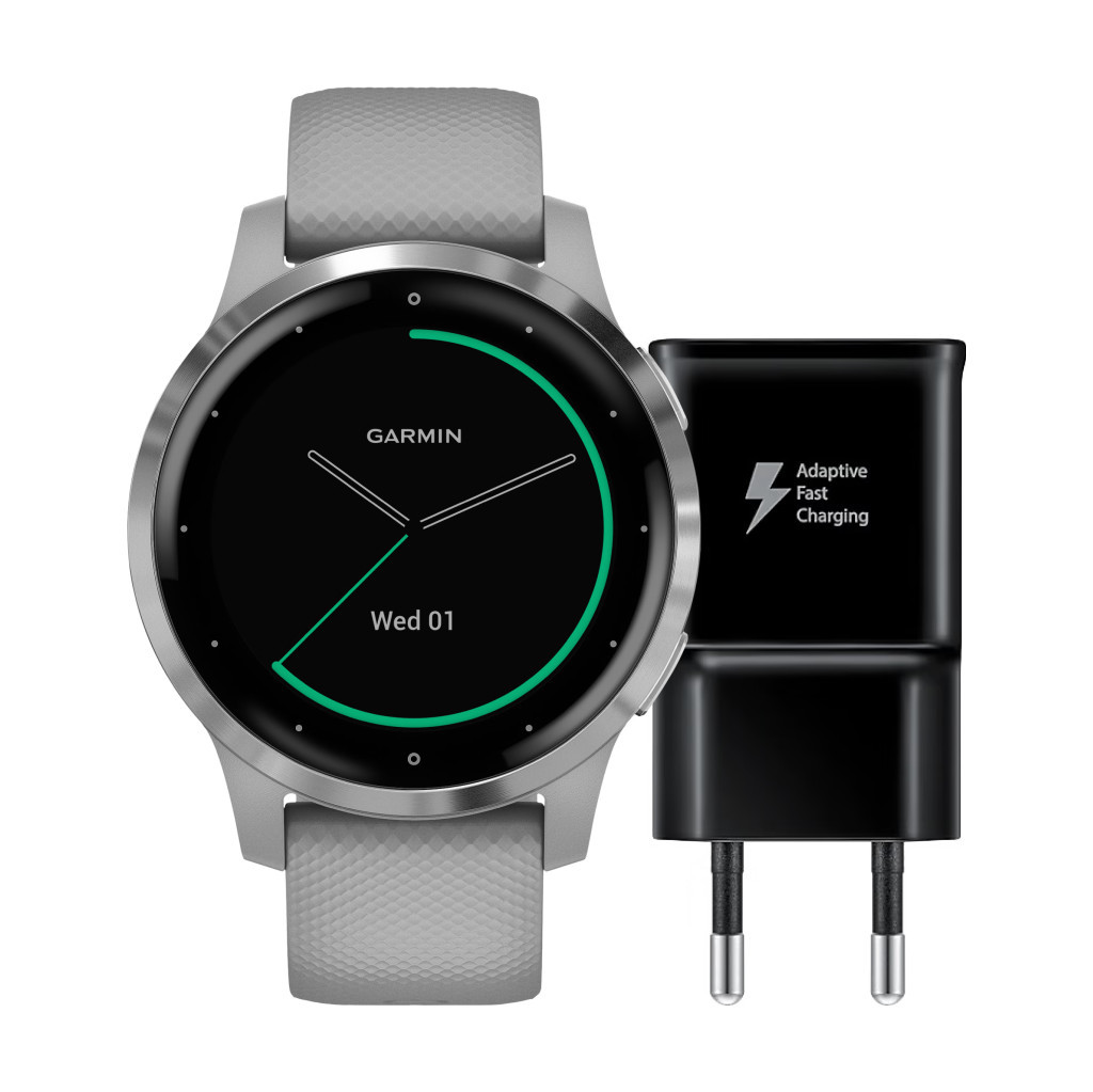 Garmin Vivoactive 4S Zilver/Grijs 40 mm + Samsung Adaptive Fast Charging Oplader met Usb A