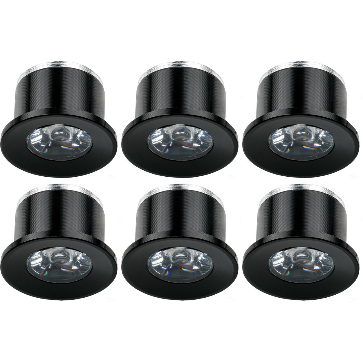 LED Veranda Spot Verlichting 6 Pack - Velvalux - 1W - Natuurlijk Wit 4000K - Inbouw - Rond - Mat Zwart - Aluminium - Ø31mm