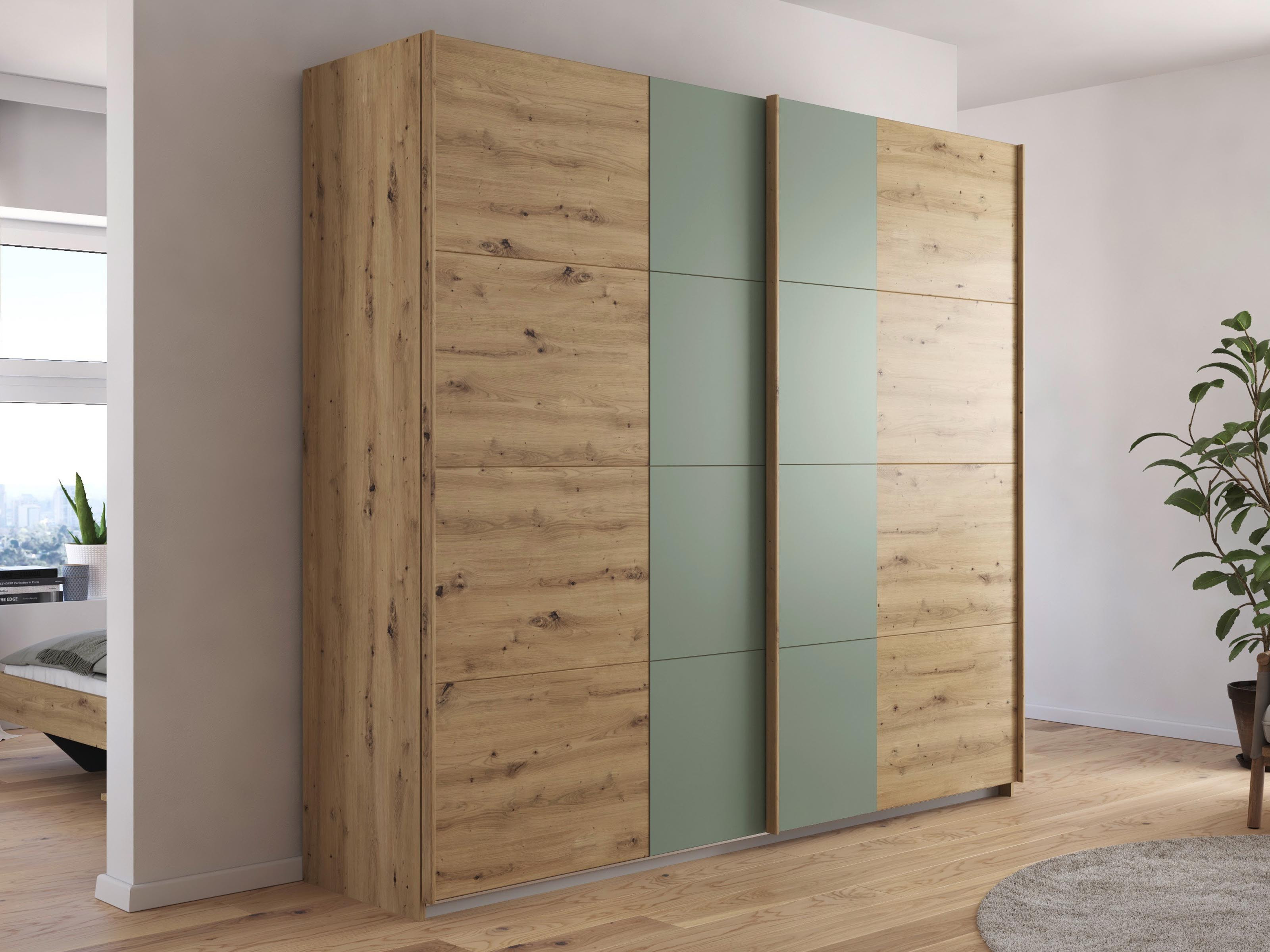 Kast SALDARINI 2 deuren 226 cm artisan eik/saliegroen