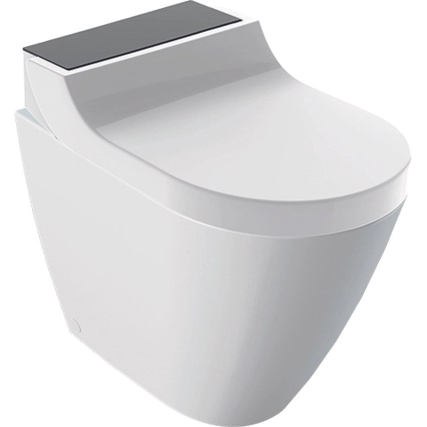 Geberit AquaClean Tuma Comfort douche wc staand wit glans met afdekplaat zwart glas