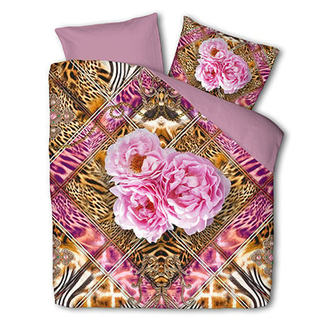 Dekbedovertrek Flower Fantasy - Tweepersoons (200x220 cm) - & Roze Polyester-katoen - Dessin: Bloemen - Fresh and Co - Dekbed-Discounter.nl