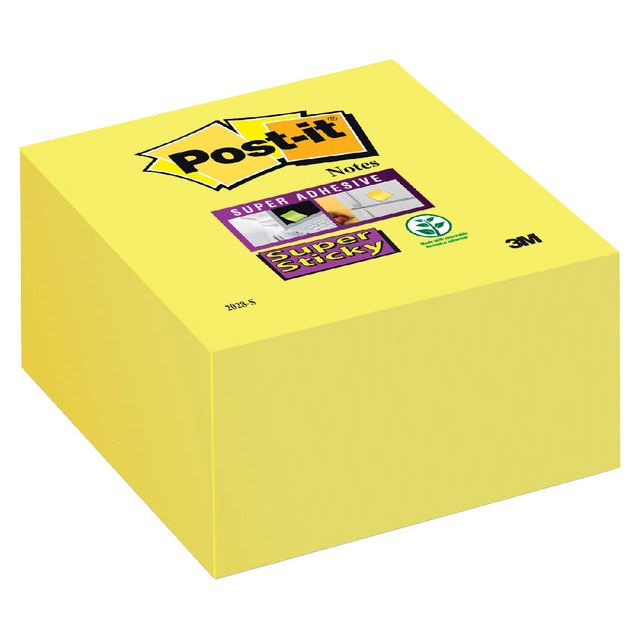 Post-it Super Sticky notes kubus, 350 vel, ft 76 x 76 mm, neongeel