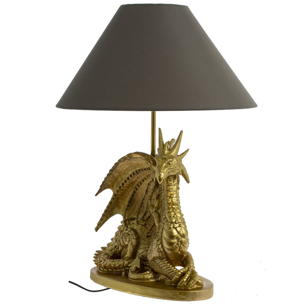 Настольная лампа с абажуром Дракон Golden Dragon Lamp Brown