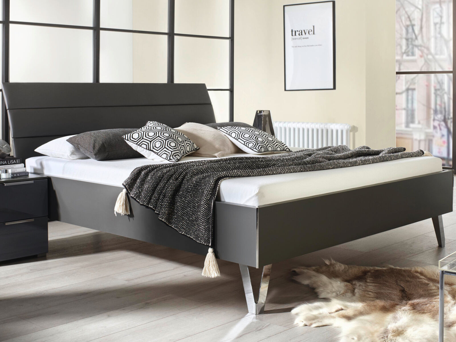 Bed LITACHI 160x200 cm grafiet/basalt