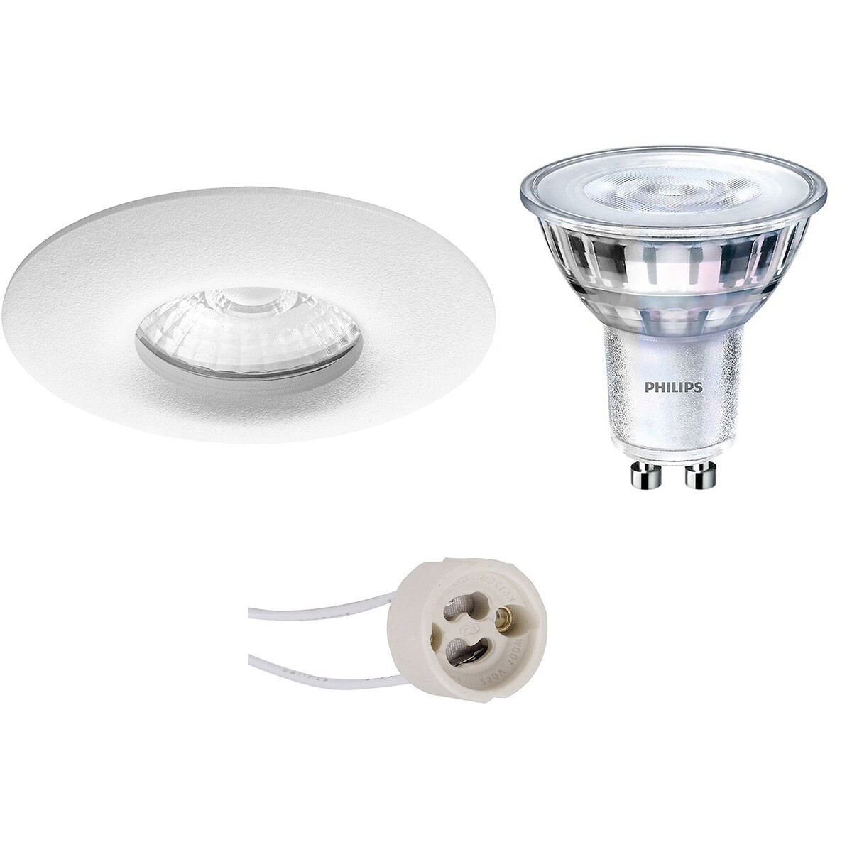 LED Spot Set - Pragmi Luno Pro - Waterdicht IP65 - GU10 Fitting - Inbouw Rond - Mat Wit - Ø82mm - Philips - SceneSwitch 827 36D - 1.5W-5W - Warm Wit 2200K-2700K - Dimbaar