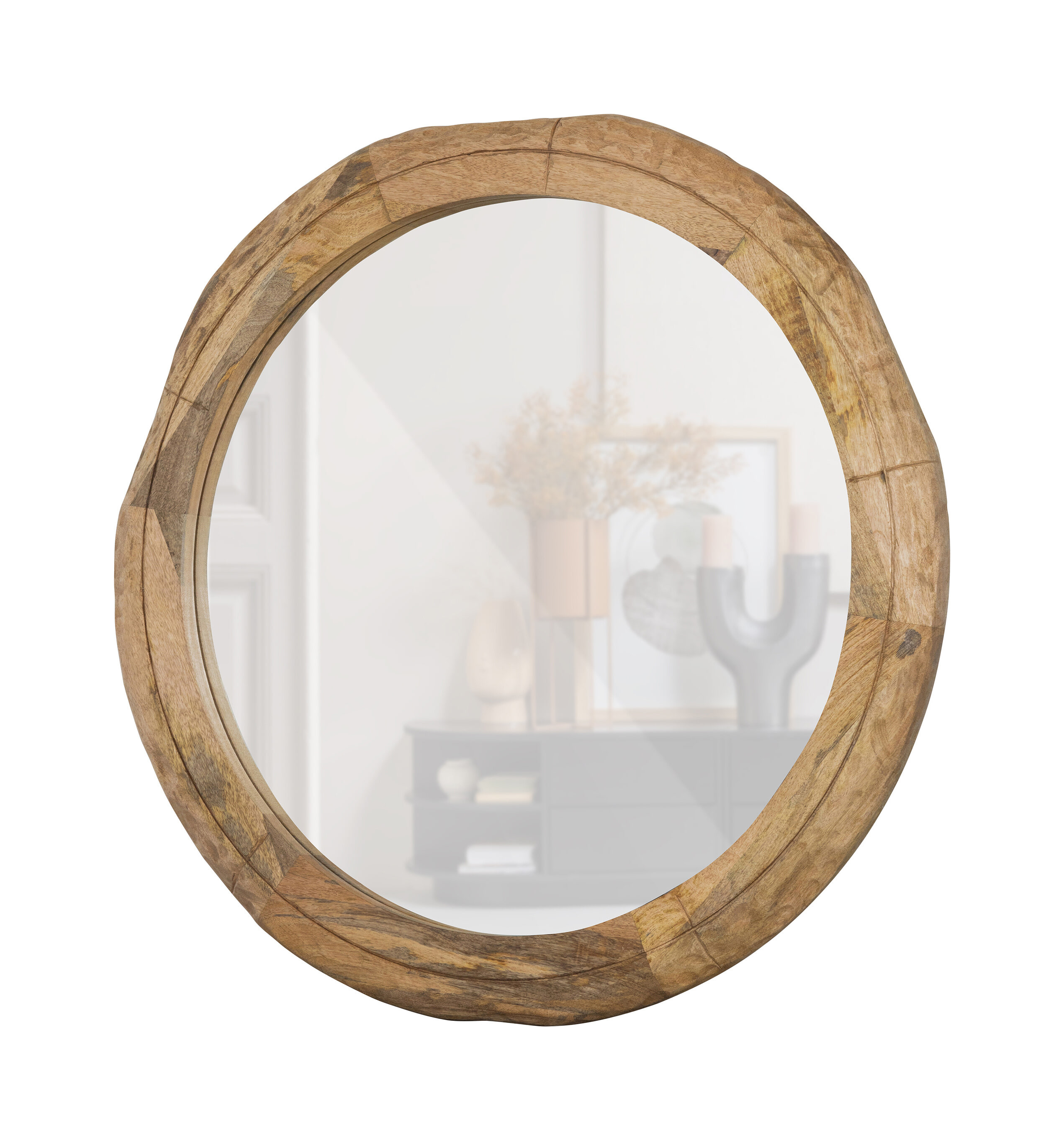 WOOOD Exclusive Ronde Spiegel Rion Mangohout, 100cm - Naturel