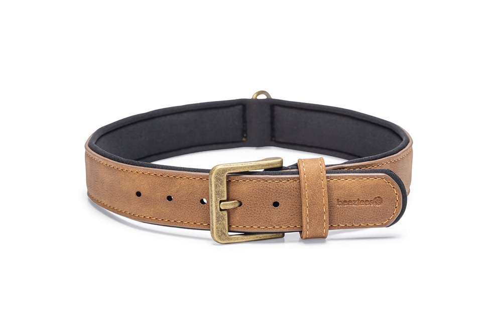 Beeztees Balacron Ax kunstleer bruin halsband hond 52-62cm x 30mm