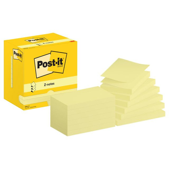 Memoblok post-it z-note r350 76x127mm geel | 12 stuks