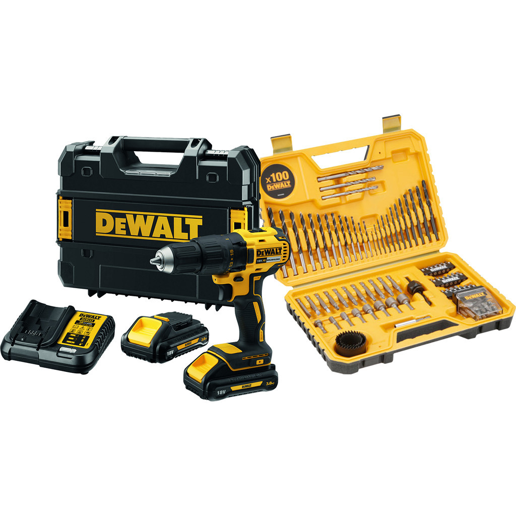 DeWalt DCD777L2T-QW + 100 delige boren- en bitset