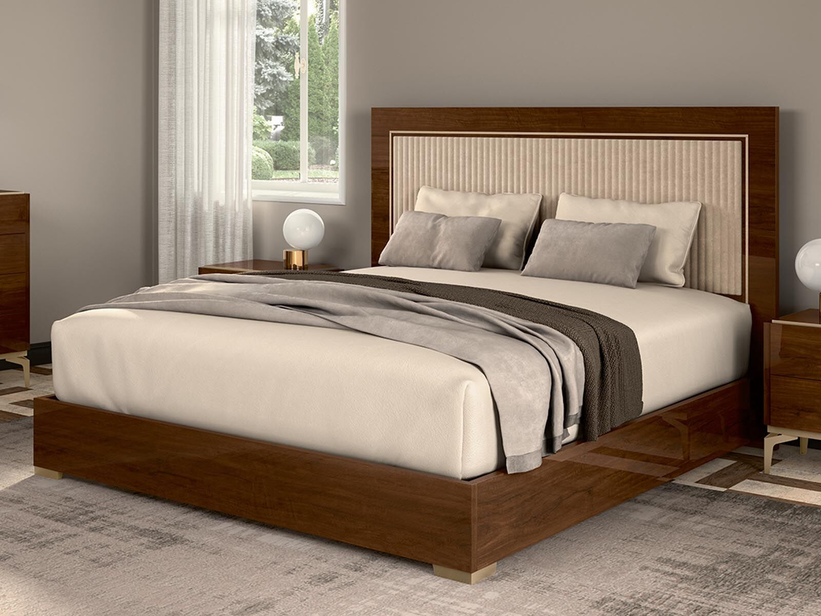 Bed EVY 180x200 cm walnoot/beige