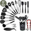 COOCK Keukengerei Set met Houder XL - Kookgerei Set 17 delig - Siliconen - BPA-Vrij - Ophangbaar - Incl. Opener