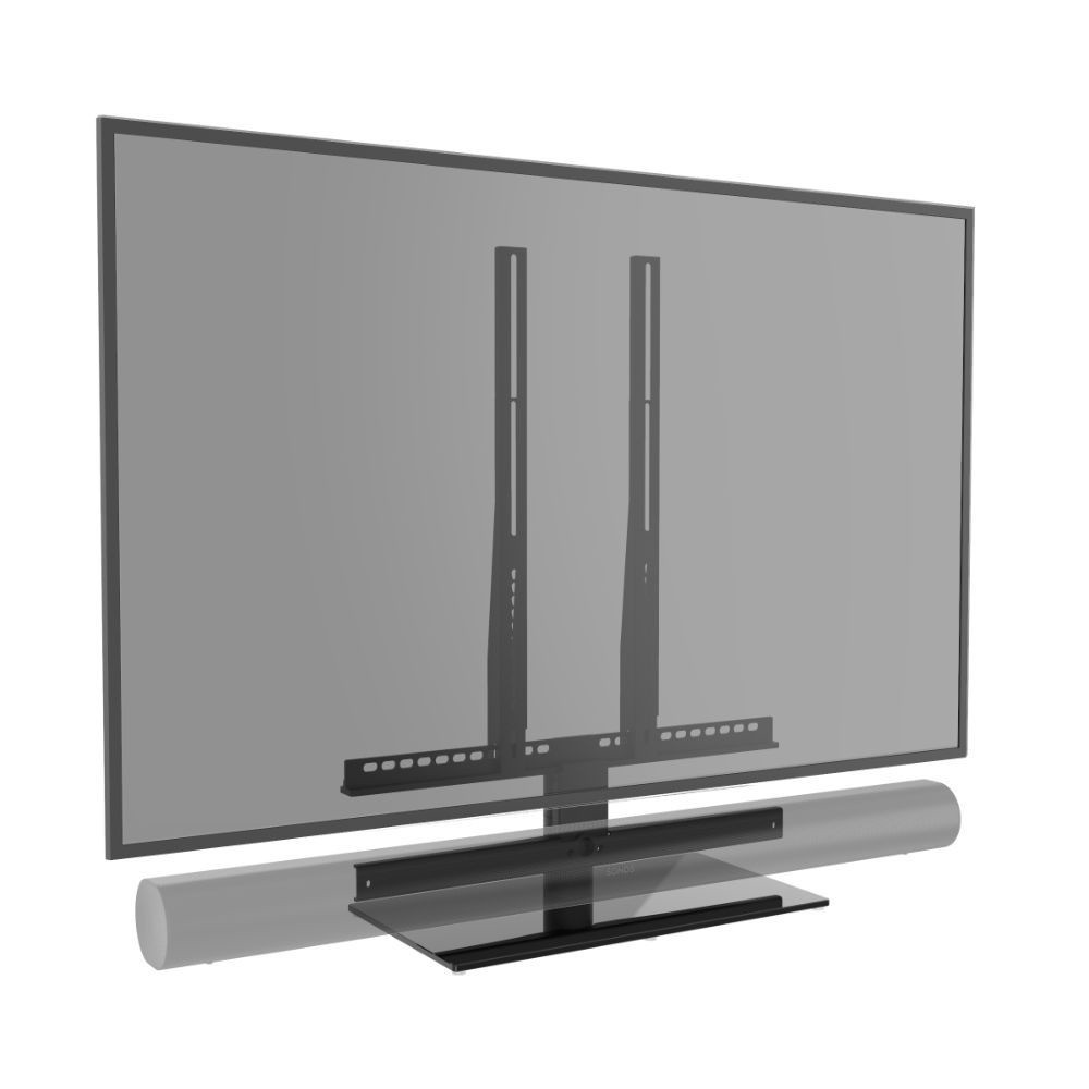 Cavus TV tafelstandaard met Sonos ARC frame Audio vloerstandaard