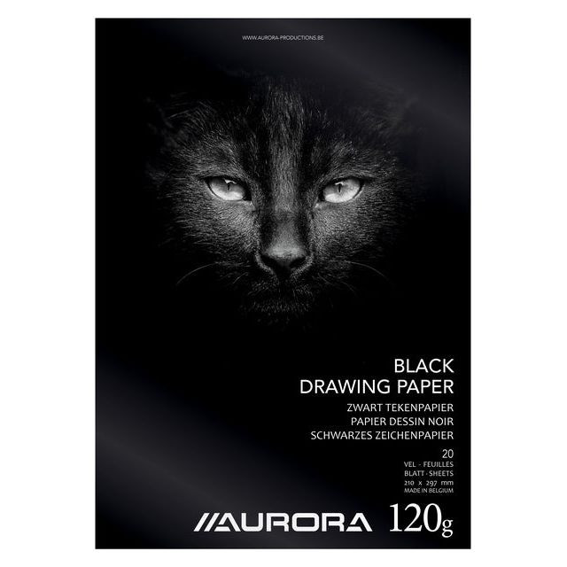 Tekenblok Aurora A4 20v 120gr zwart tekenpapier