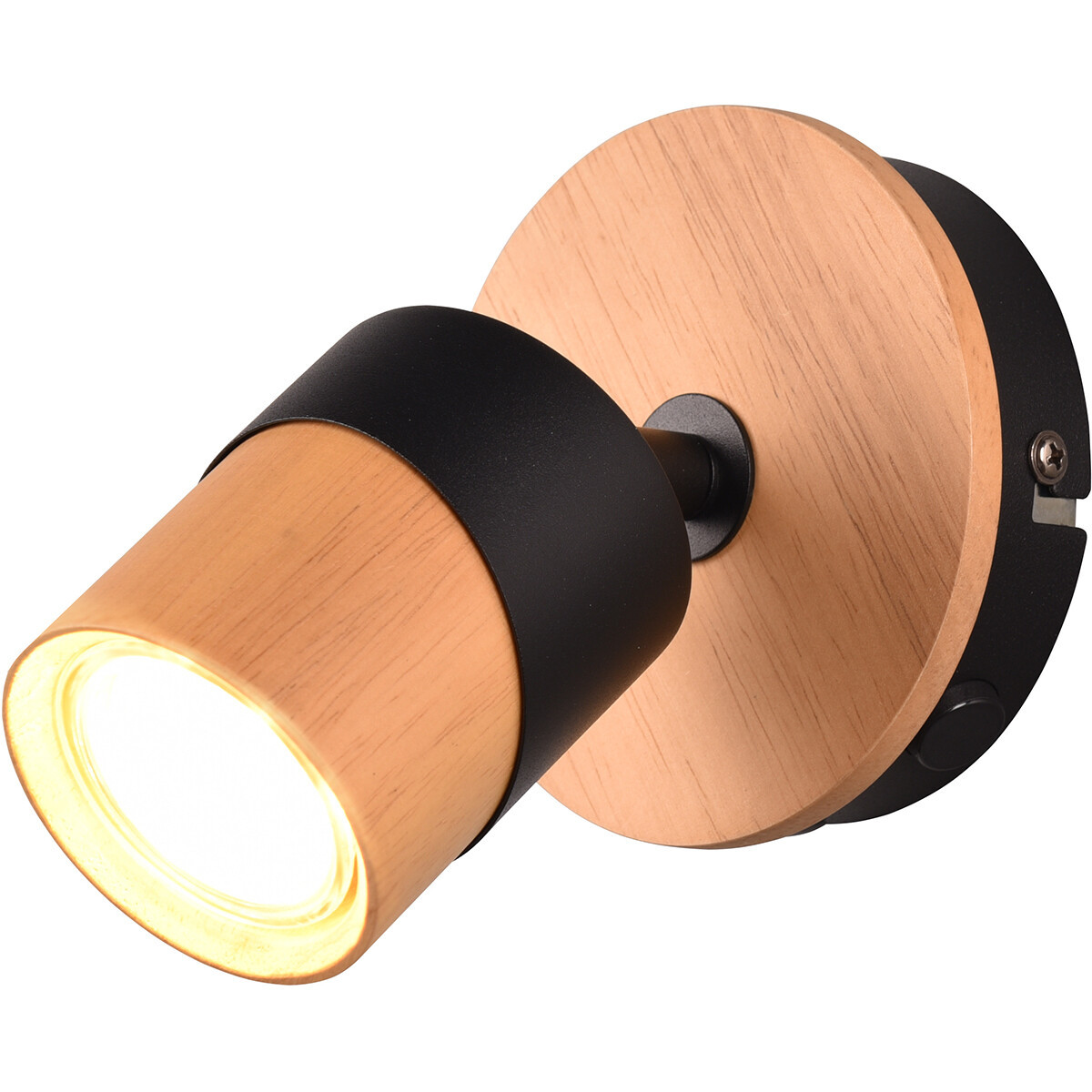 LED Plafondspot - Trion Arnia - GU10 Fitting - 1-lichts - Rond - Hout/Zwart - Natuurhout