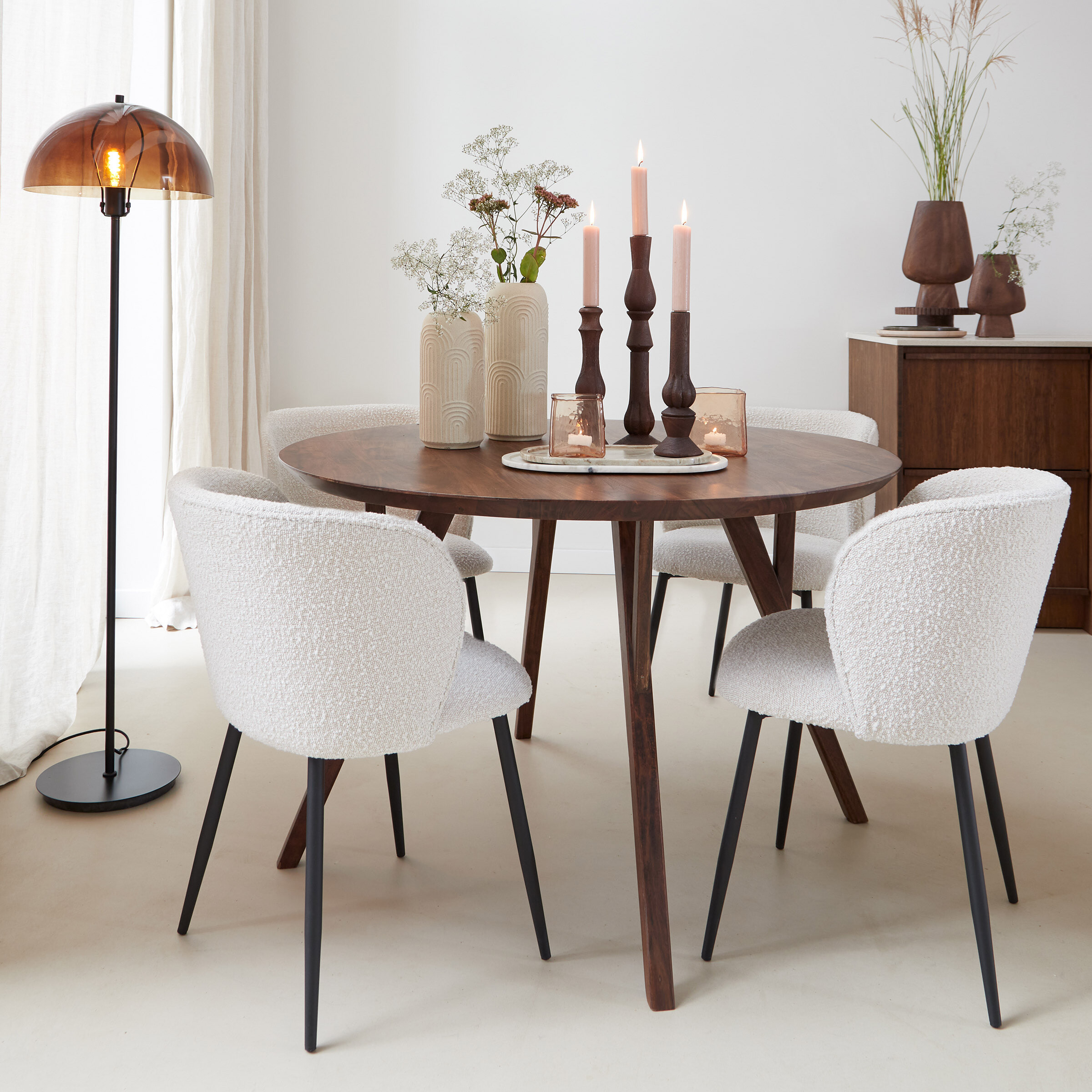 Light & Living Ronde Eettafel Quenza Acaciahout