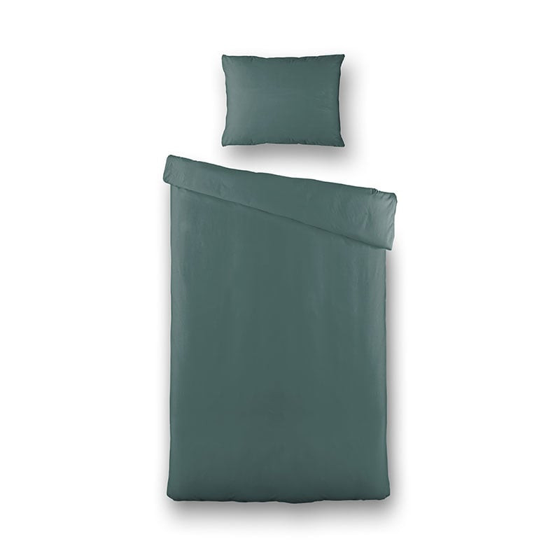 Dekbedovertrek Luna Uni - Eenpersoons (140x220 cm) - Groen Microvezel - Dessin: Effen - Luna Bedding - Dekbed-Discounter.nl