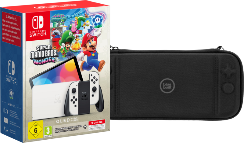 Nintendo Switch OLED + Mario Wonder + 12 maanden Nintendo Switch Online + Beschermhoes