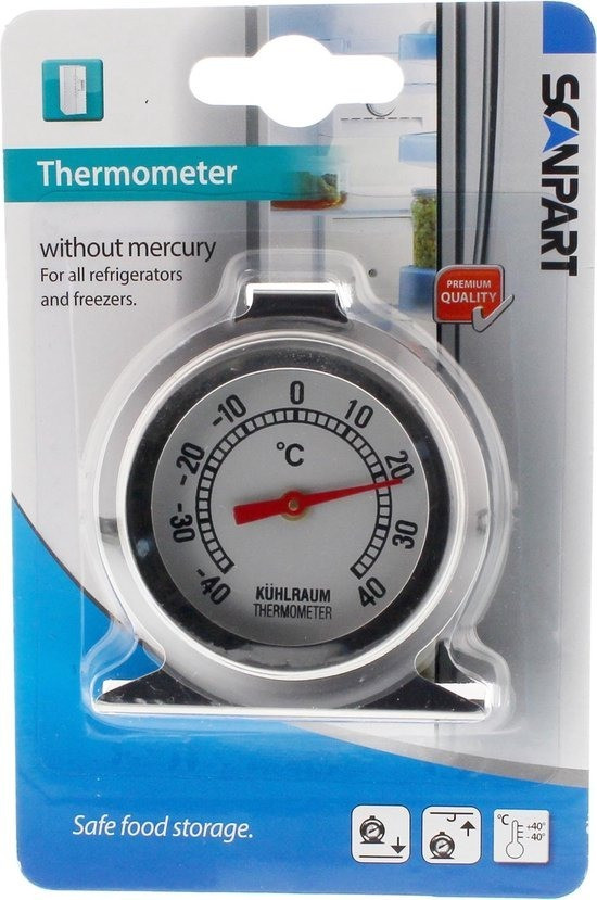 Scanpart koelkast & diepvries thermometer roestvrij staal Koelkast accessoire Grijs