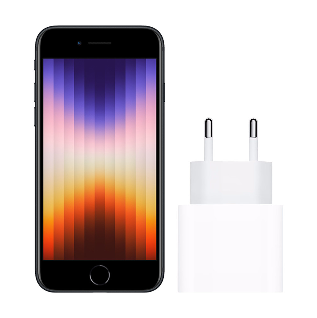 Apple iPhone SE 3 64GB Zwart + Apple Usb C Oplader 20W