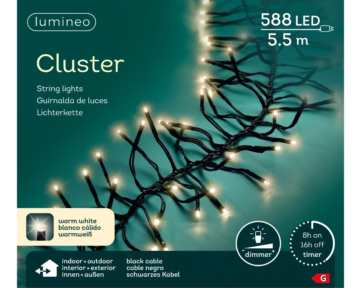 Lumineo clusterverlichting 5,5m 588led warm wit