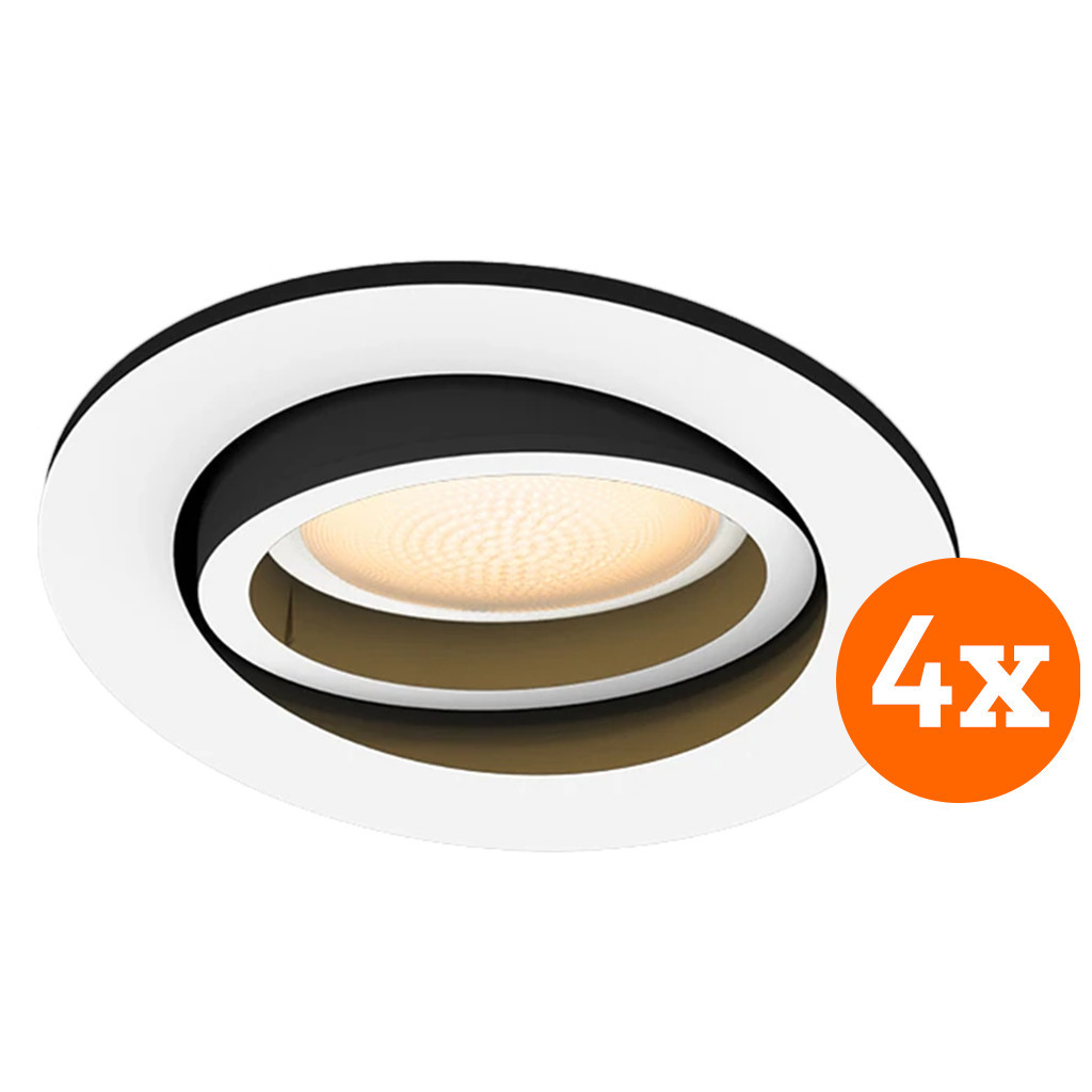 Philips Hue Milliskin inbouwspot White Ambiance rond Wit 4-pack