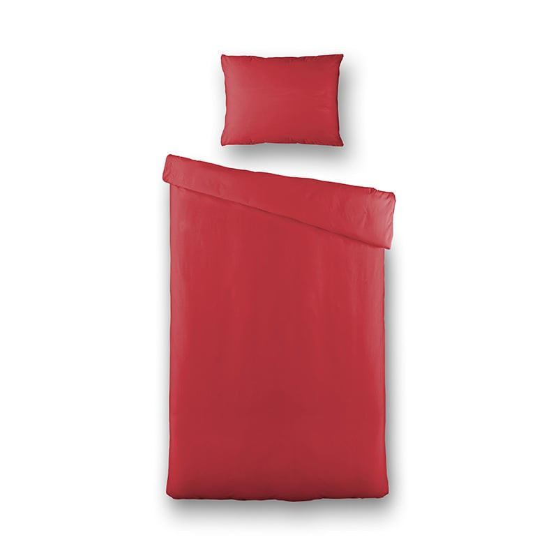 Dekbedovertrek Silk Satin - Eenpersoons (140x220 cm) - Rood Microvezel - Dessin: Effen - Fresh and Co - Dekbed-Discounter.nl