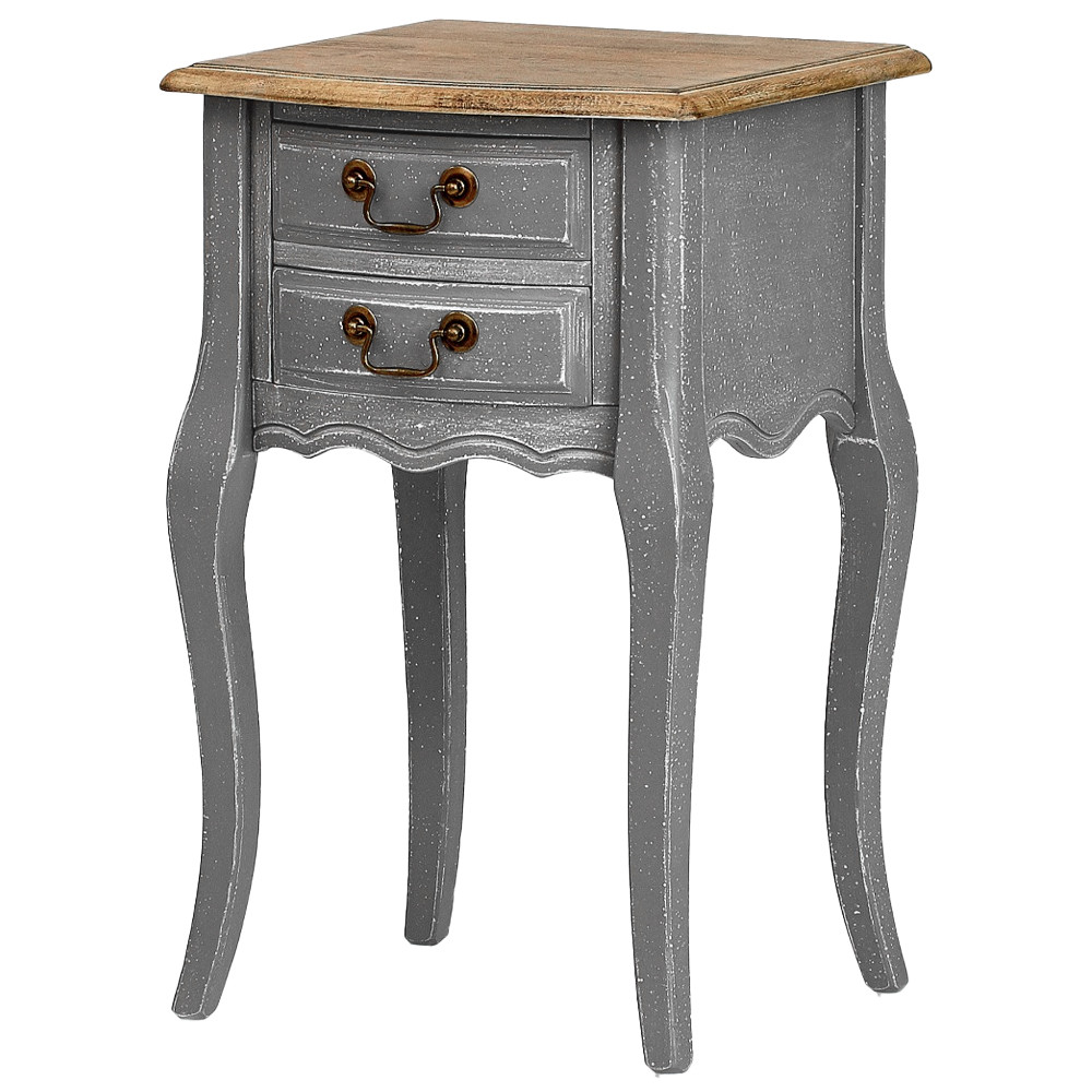 Прикроватная тумба из массива березы серая Grey Montmartre Provence Bedside Table