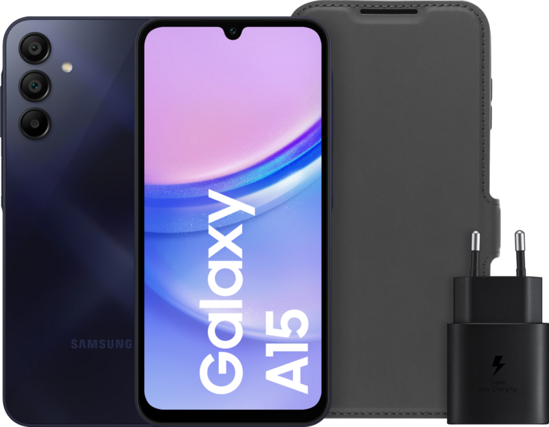 Samsung Galaxy A15 128GB Zwart 5G + Accessoirepakket