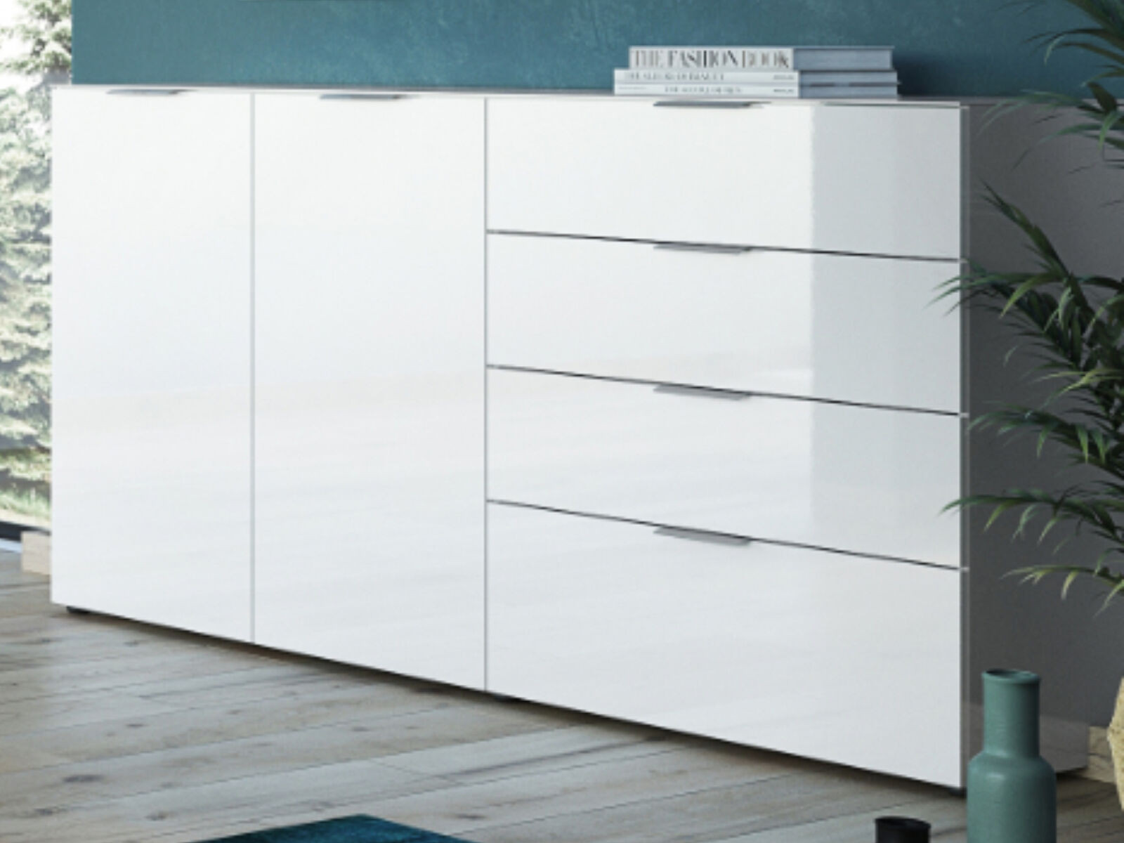 Dressoir OAKLAIR 2 deuren en 4 lades wit