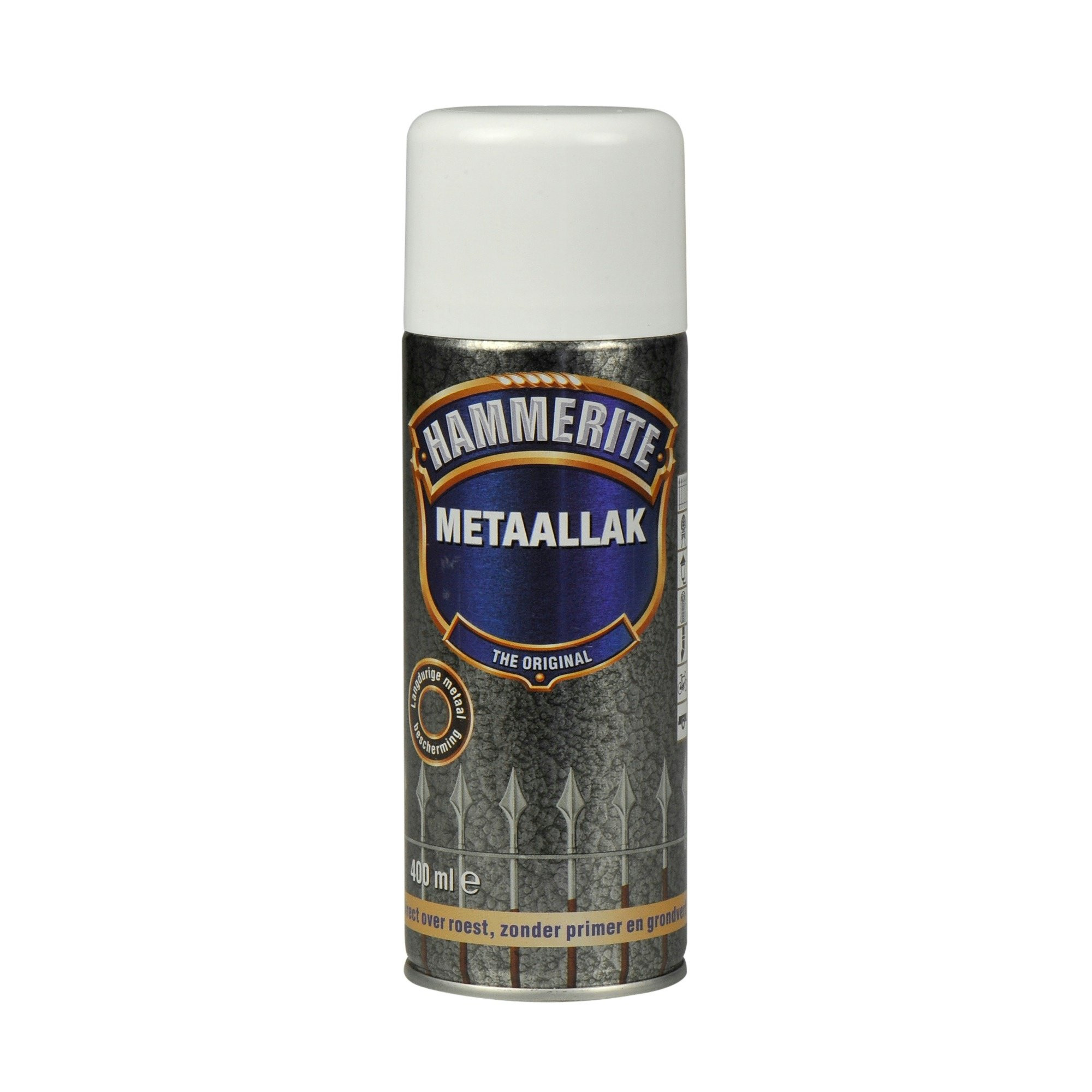 Hammerite Metaallak Direct over Roest Hamerslag Spuitbus - 400 ml H110 Wit