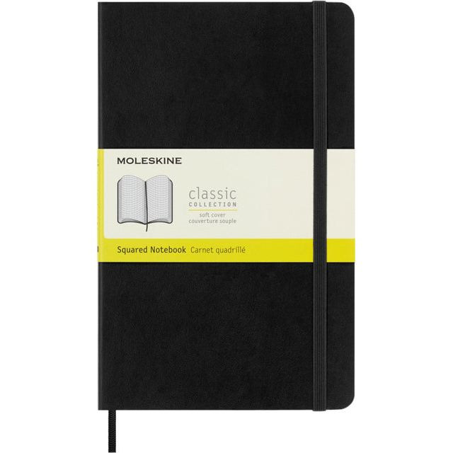 Notitieboek moleskine large 130x210 ruit 5x5 sc zw