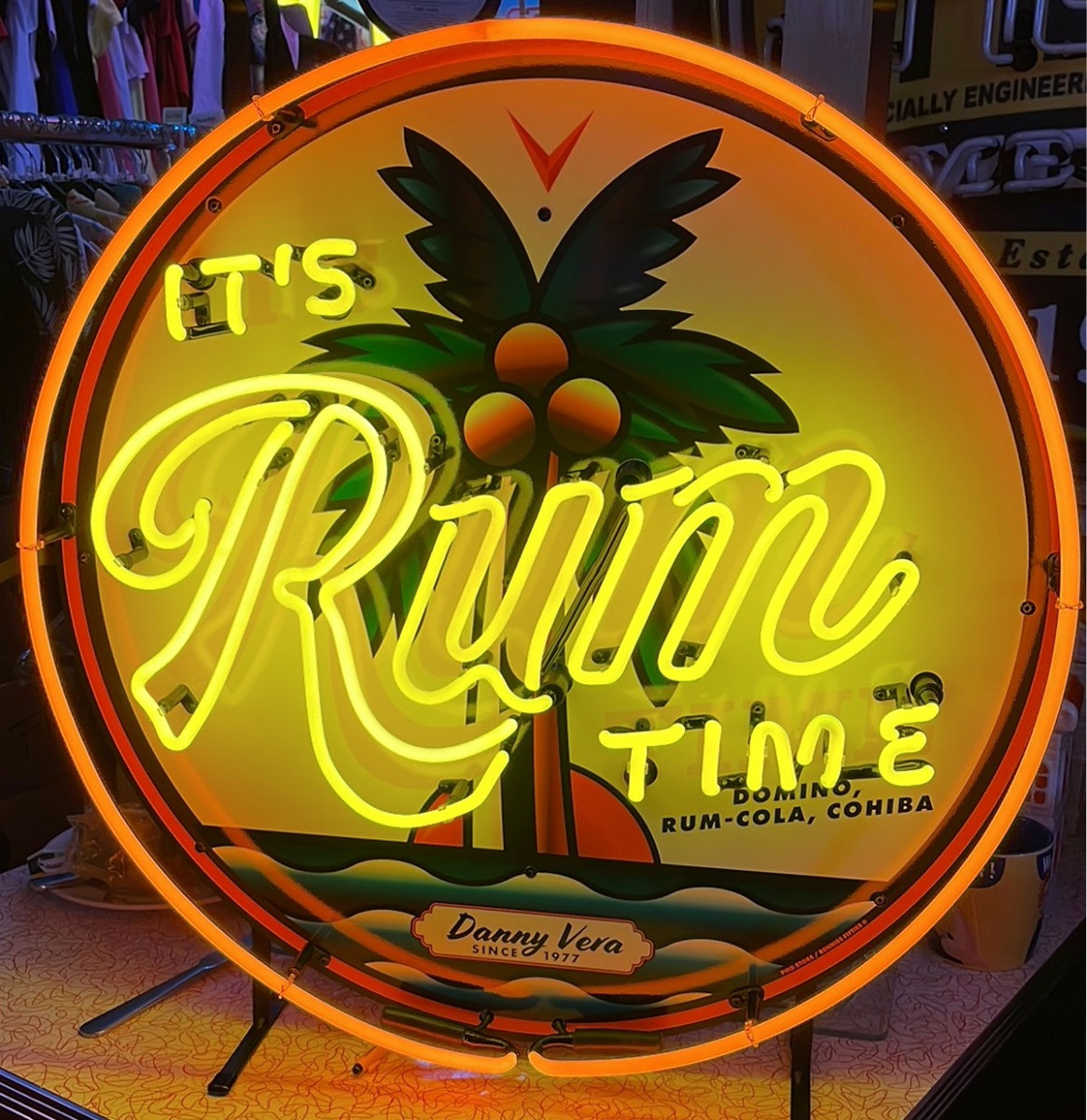 It&apos;s Rum Time Neon 65 x 65 cm by Danny Vera