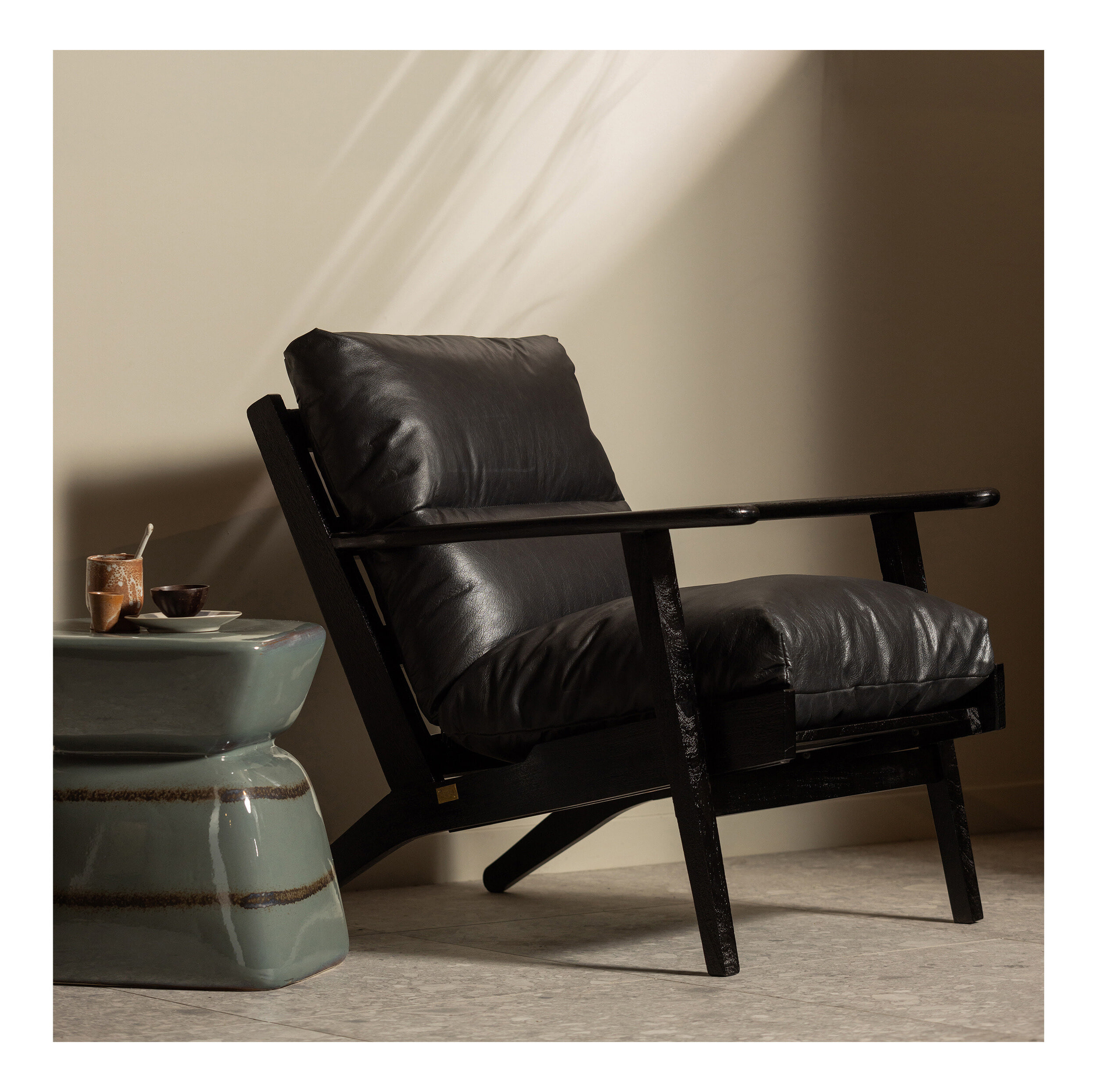 BePureHome Fauteuil Houston Acaciahout - Zwart