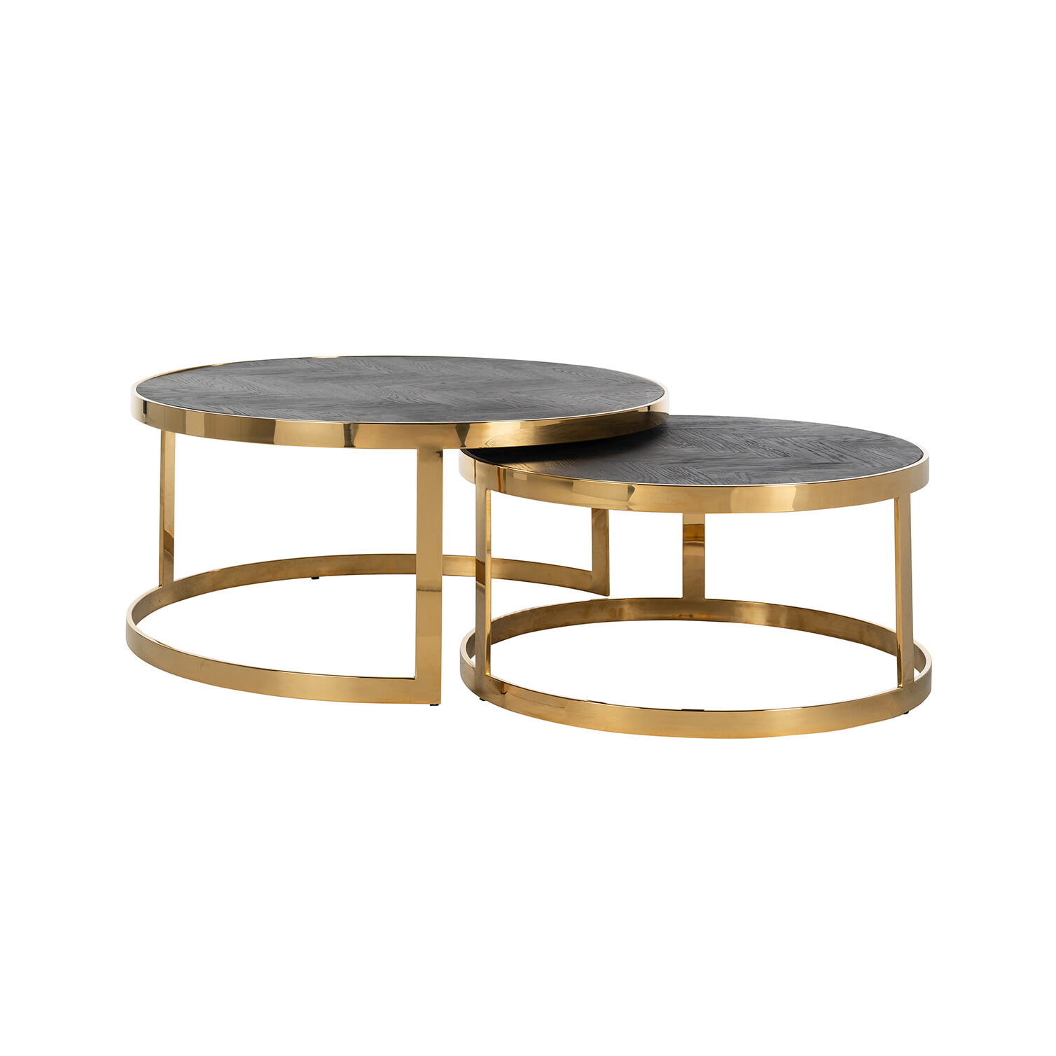 Richmond Salontafel Blackbone Eiken en staal - Zwart / Goud - Rond