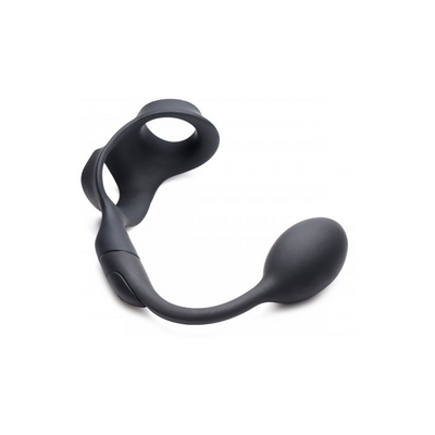 XR Brands Cock and Ball Ring + Plug with 10 Speeds