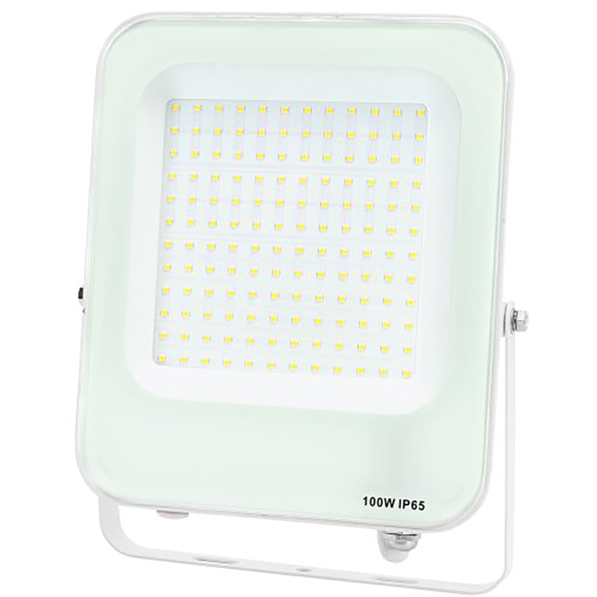 LED Bouwlamp - LED Schijnwerper - Aigi Rekan - 100 Watt - Natuurlijk Wit 4000K - Waterdicht IP65 - Rechthoek - Mat Wit - Aluminium