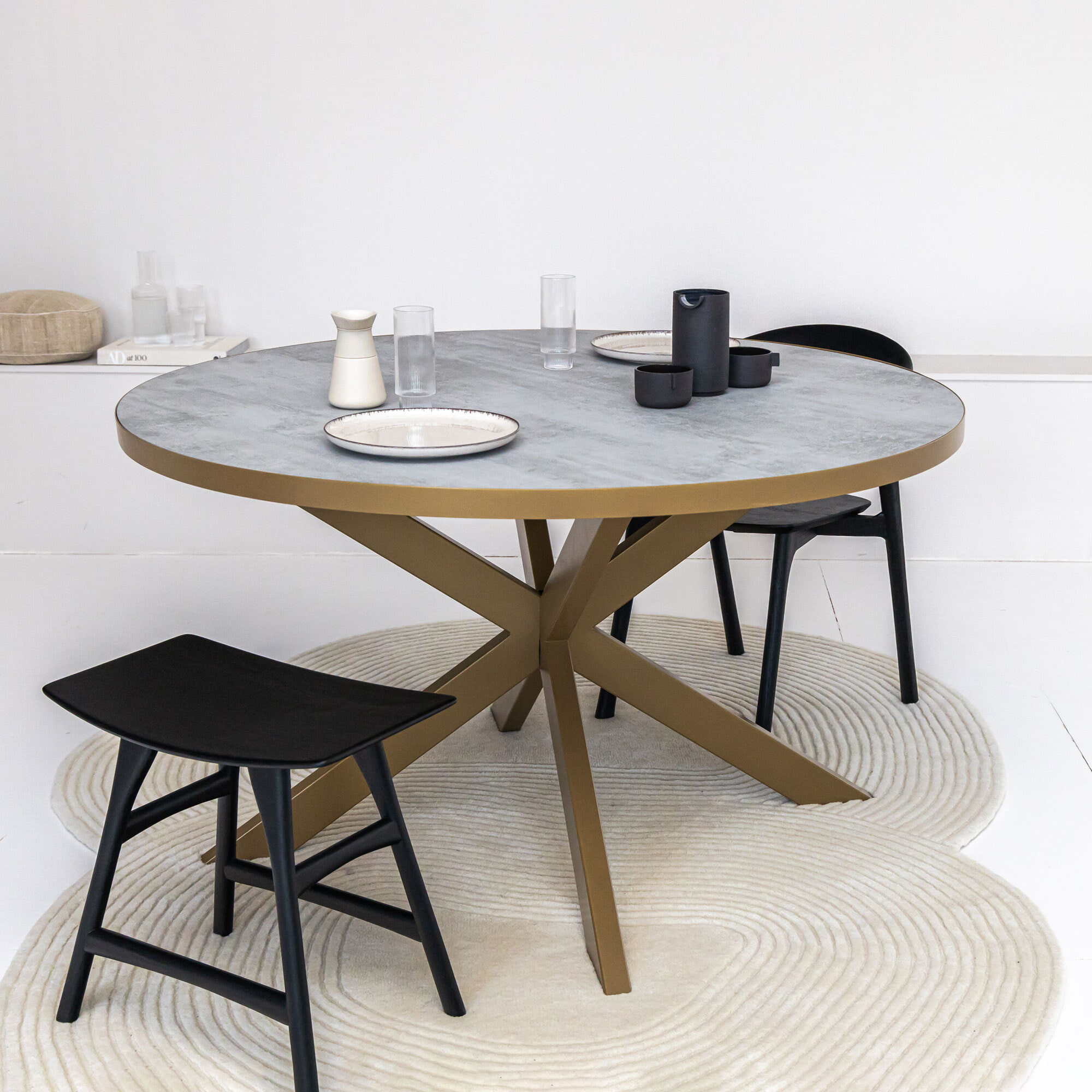 Stalux Ronde Eettafel Daan - goud / beton