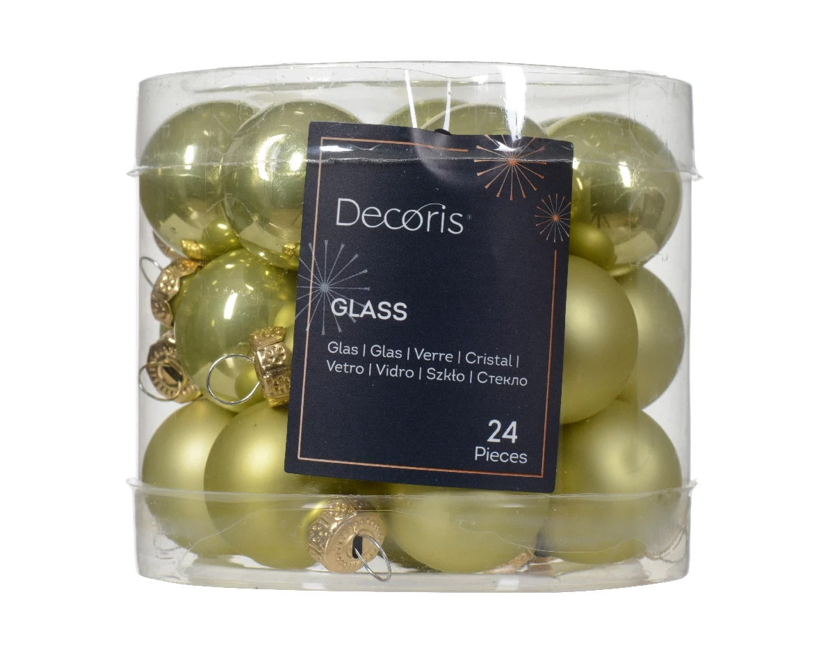 Decoris kerstballen set glas 24st pistache 2,5cm