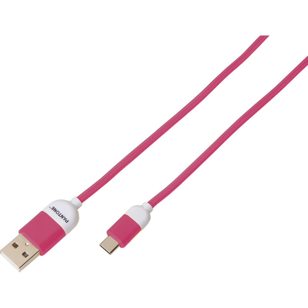 Pantone Usb A naar Usb C Kabel 1,5m Nylon Roze