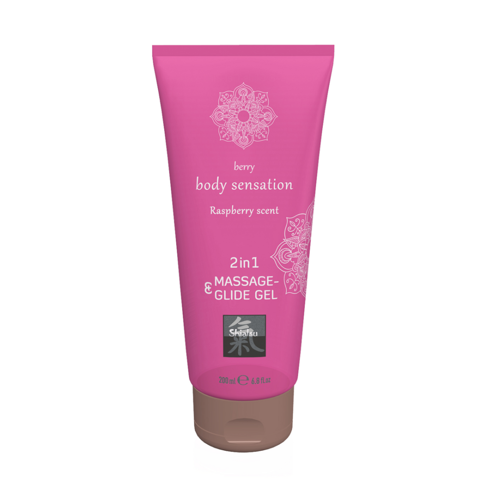 HOT 2 in 1 Massage and Glide Gel - Raspberry - 7 fl oz / 200 ml