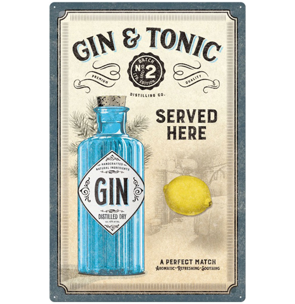 Metalen Bord 40 x 60 cm Gin & Tonic Served Here