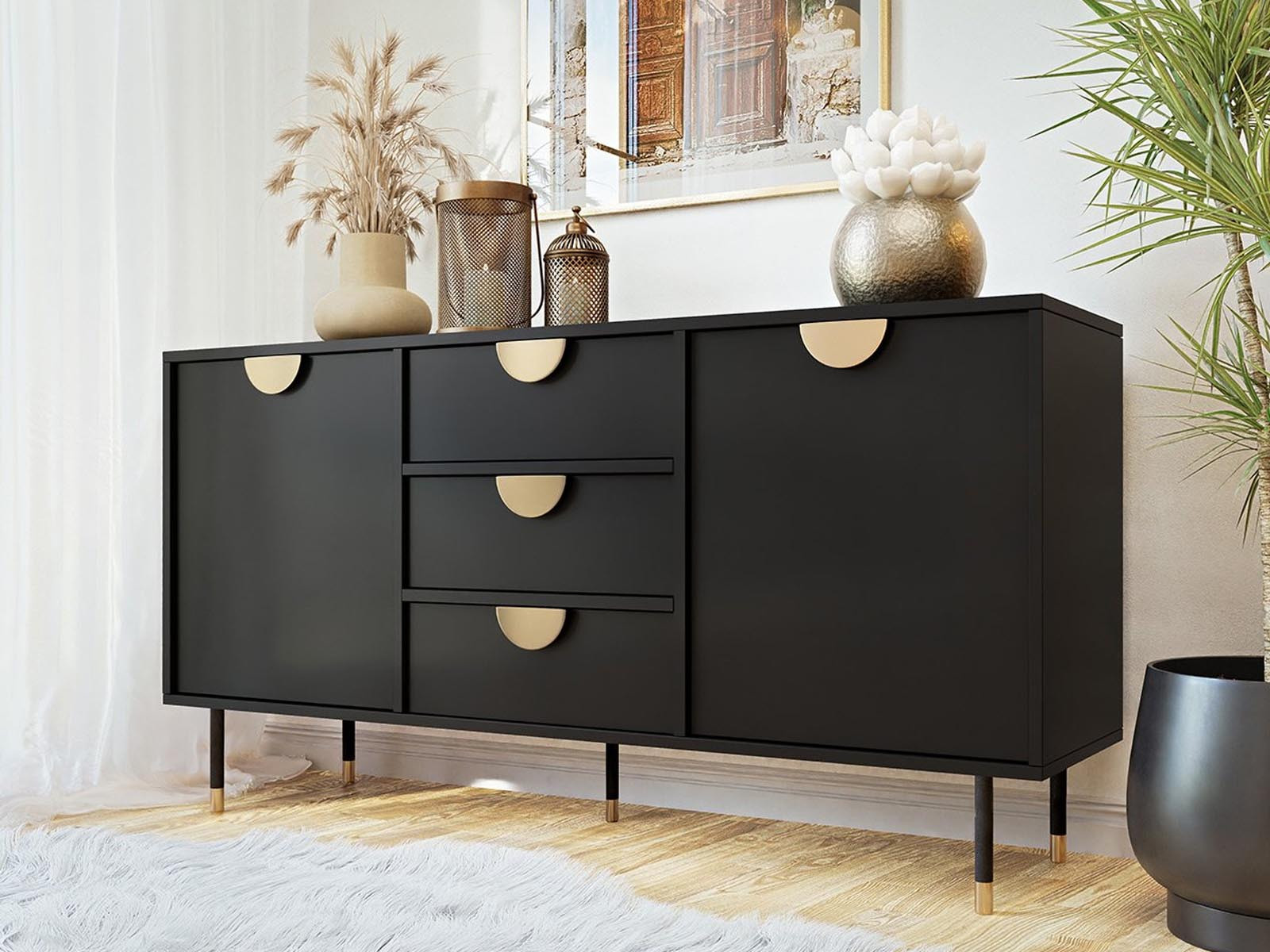 Dressoir VINICA 2 deuren 3 lades zwart