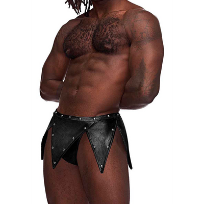 Male Power Eros - Gladiator Kilt Design with an Attached Thong - L/XL - Black