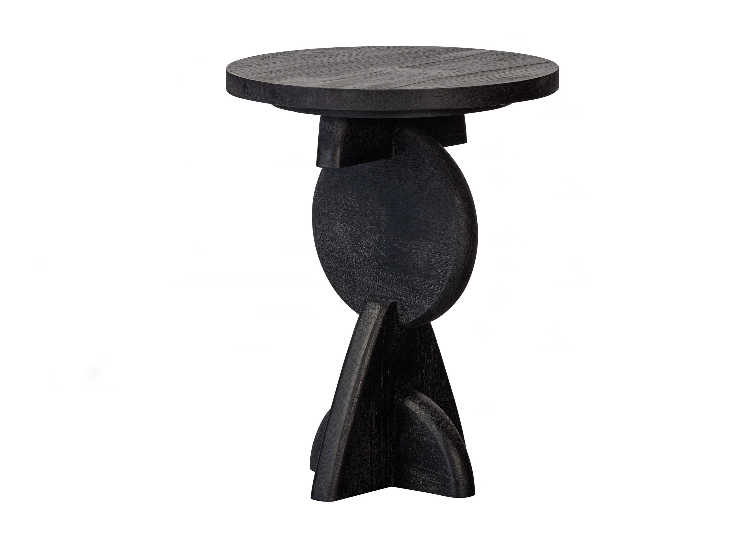 WOOOD Exclusive Bijzettafel Pete Mangohout, 40cm - Zwart - Rond