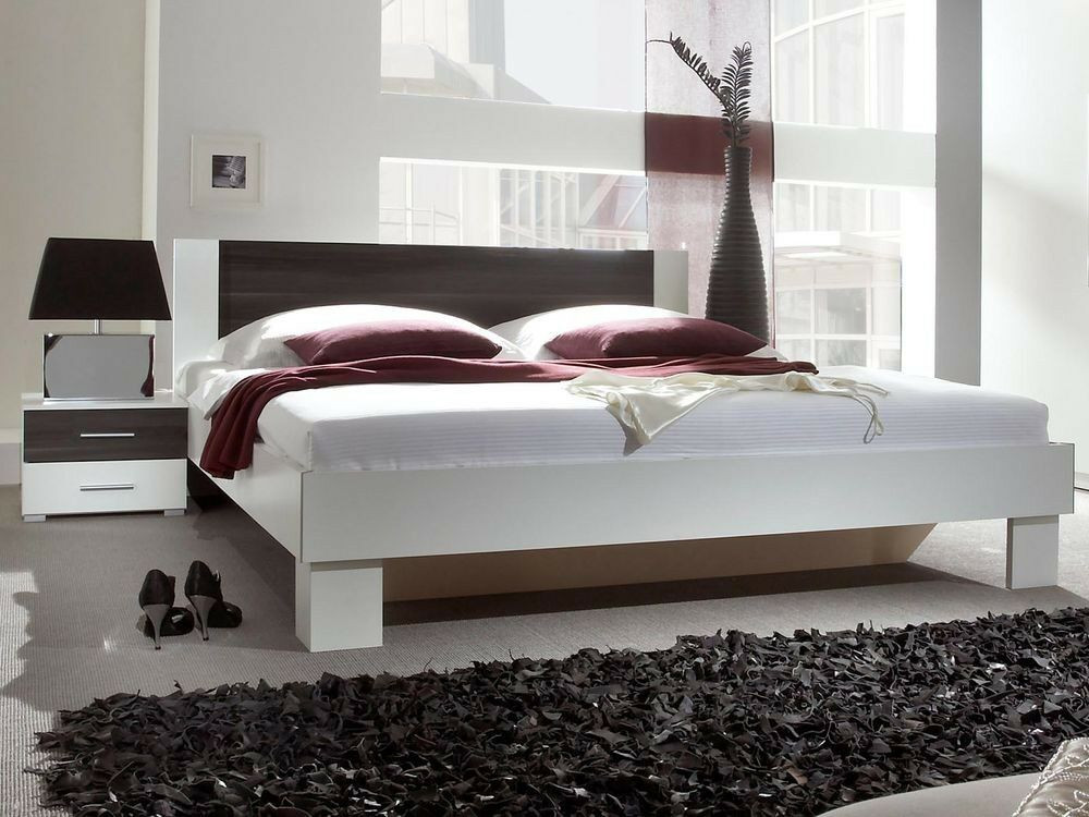 Bed en nachtkastjes VERO II 160x200 cm wit/carbon zonder lades